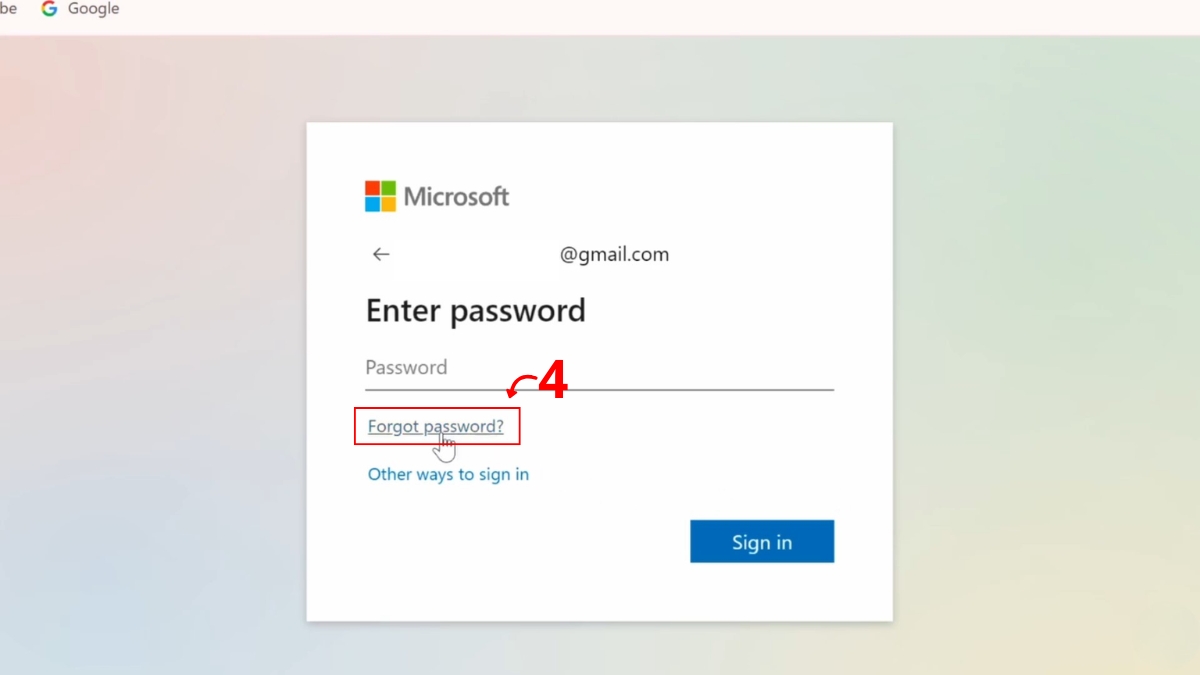 Reset mật khẩu thông qua tài khoản Microsoft trực tuyến bước 3