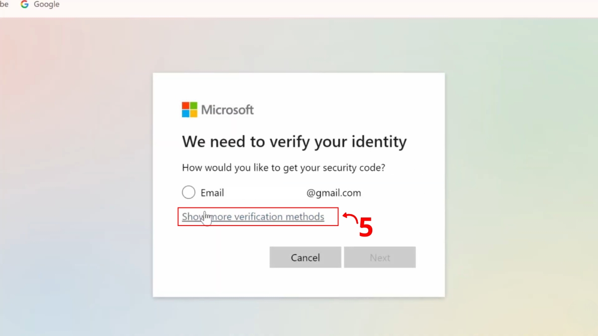 Reset mật khẩu thông qua tài khoản Microsoft trực tuyến bước 4