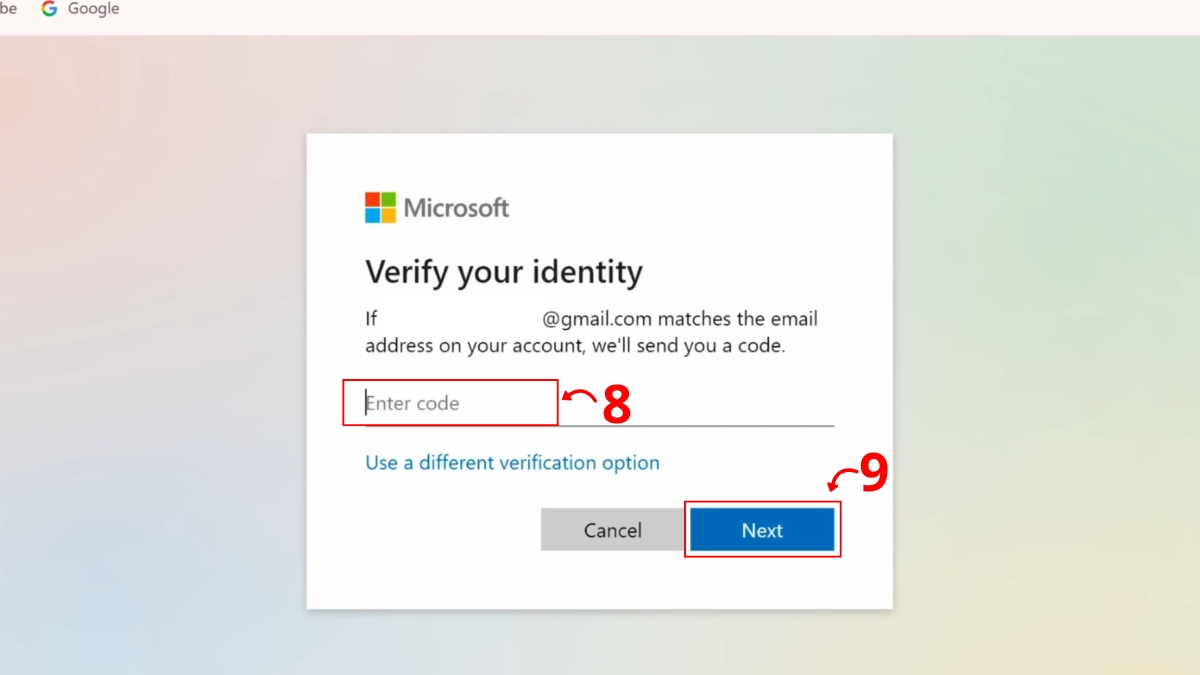 Reset mật khẩu thông qua tài khoản Microsoft trực tuyến bước 4 2