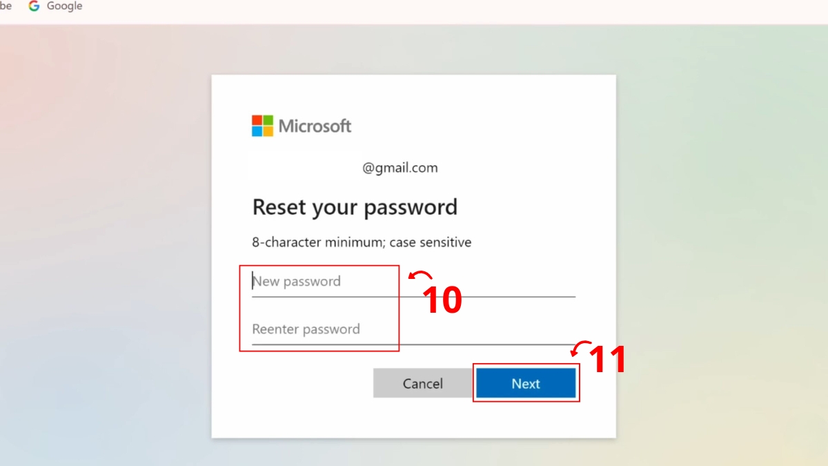 Reset mật khẩu thông qua tài khoản Microsoft trực tuyến bước 5