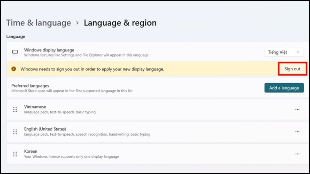 Cách đổi ngôn ngữ từ tiếng Anh sang tiếng Việt trên máy tính bước 4