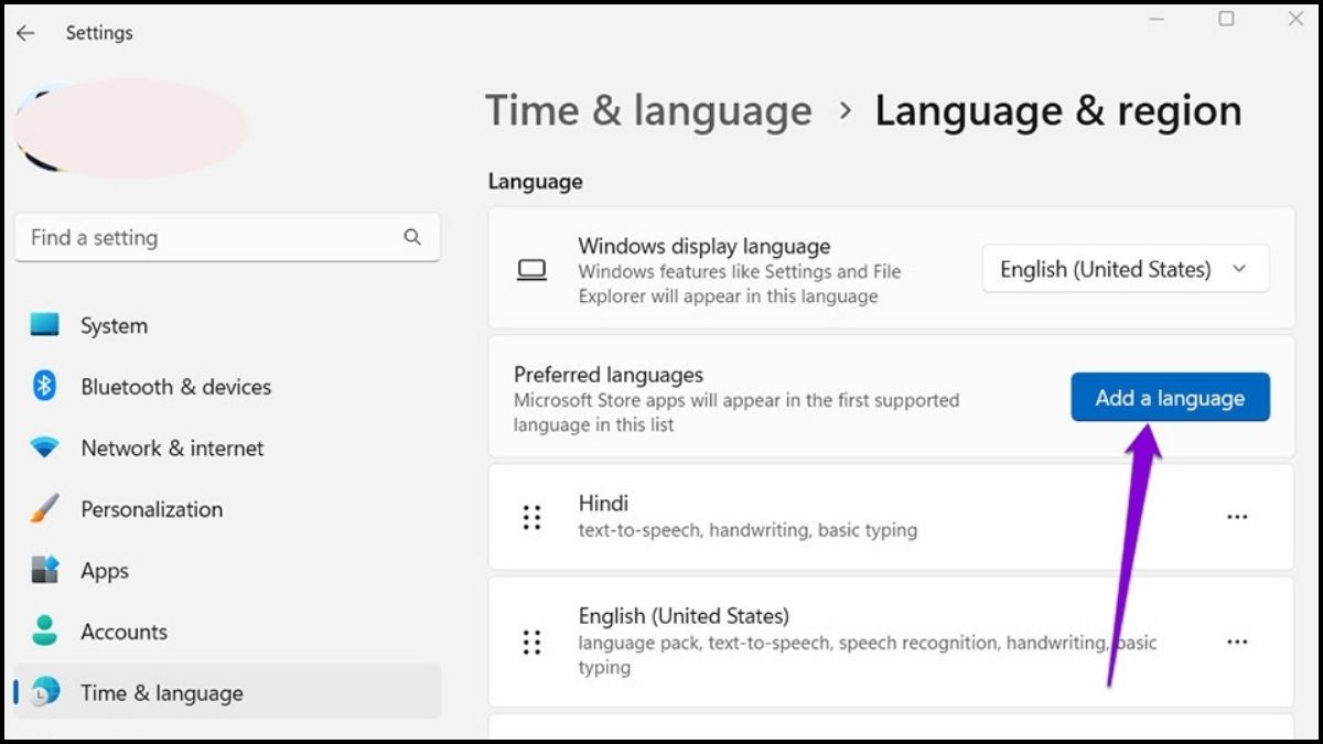 Thêm ngôn ngữ mới trên Windows 11 bước 1