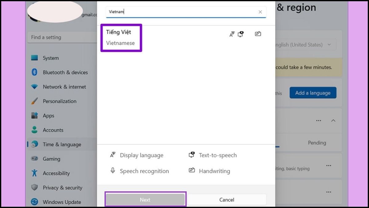 Thêm ngôn ngữ mới trên Windows 11 bước 2