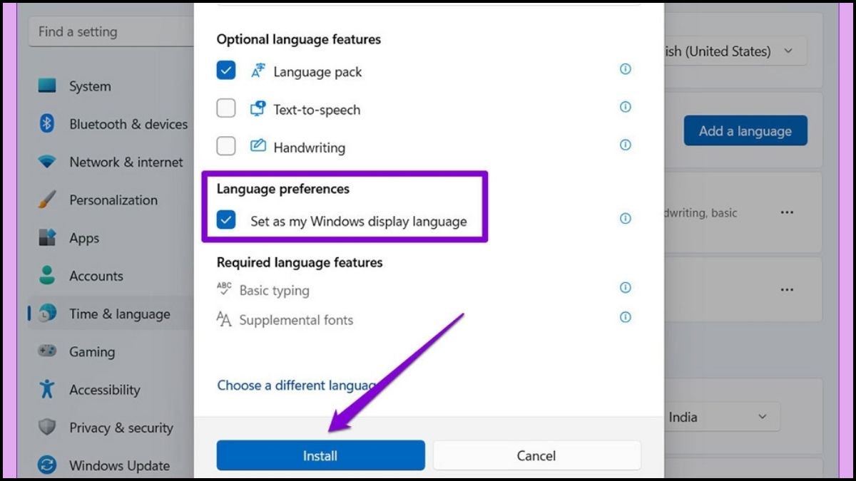 Thêm ngôn ngữ mới trên Windows 11 bước 3