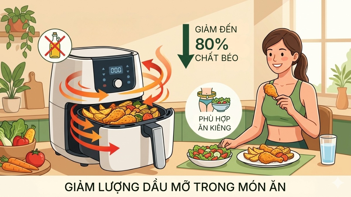 Sử dụng nồi chiên không dầu Lock&Lock giảm lượng dầu mỡ trong món ăn