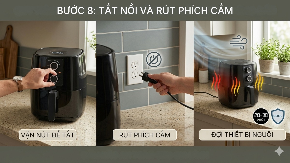 Tắt nồi và rút phích cắm