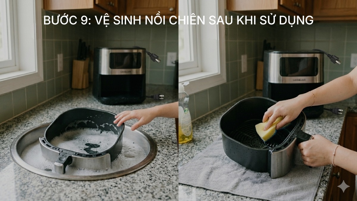 Vệ sinh nồi chiên sau khi sử dụng