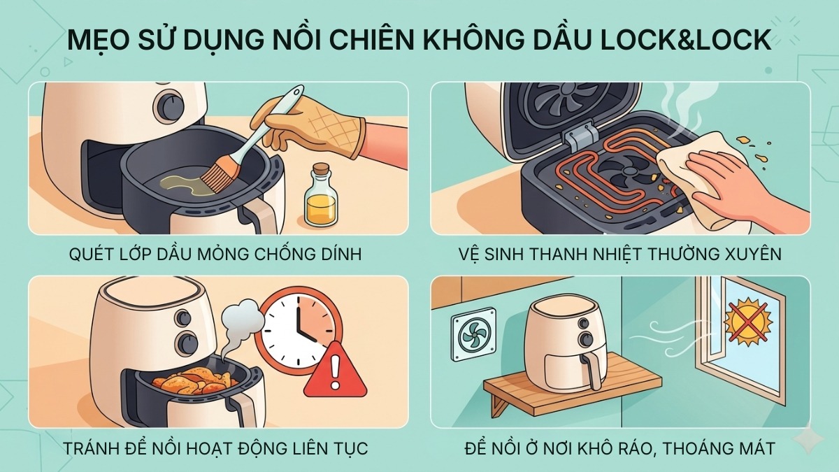 Mẹo sử dụng nồi chiên không dầu Lock&Lock giúp tăng tuổi thọ