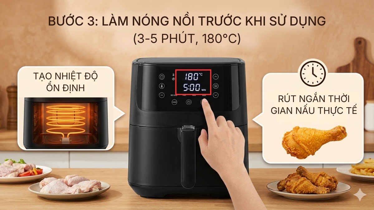 Làm nóng nồi trước khi sử dụng
