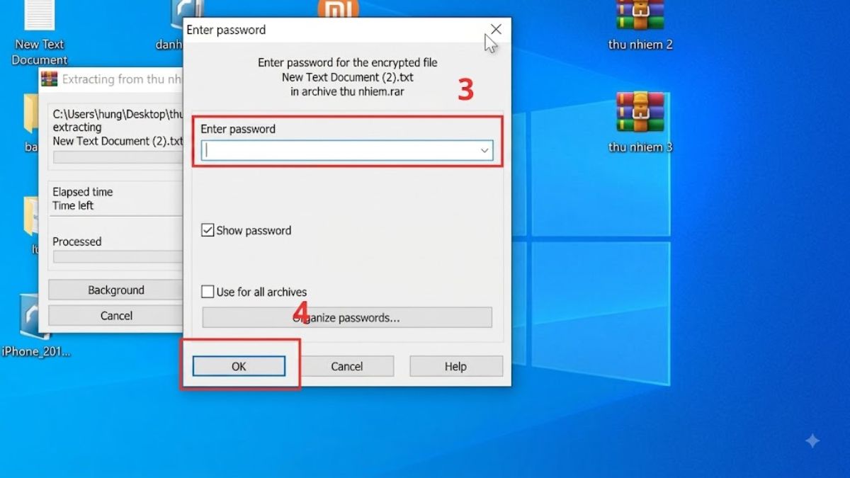Cách giải nén file RAR có mật khẩu bước 2
