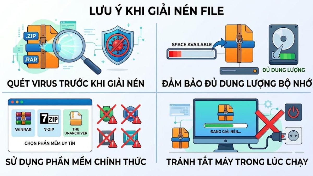 Một số lưu ý khi giải nén file