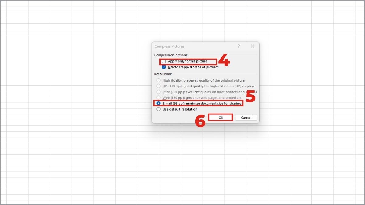 Nén toàn bộ ảnh trong Excel để giảm dung lượng bước 2