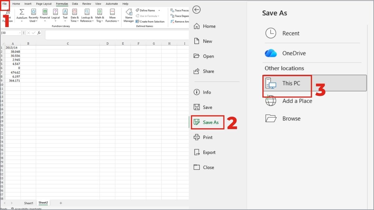 Lưu file Excel dưới dạng nhị phân XLSB bước 1