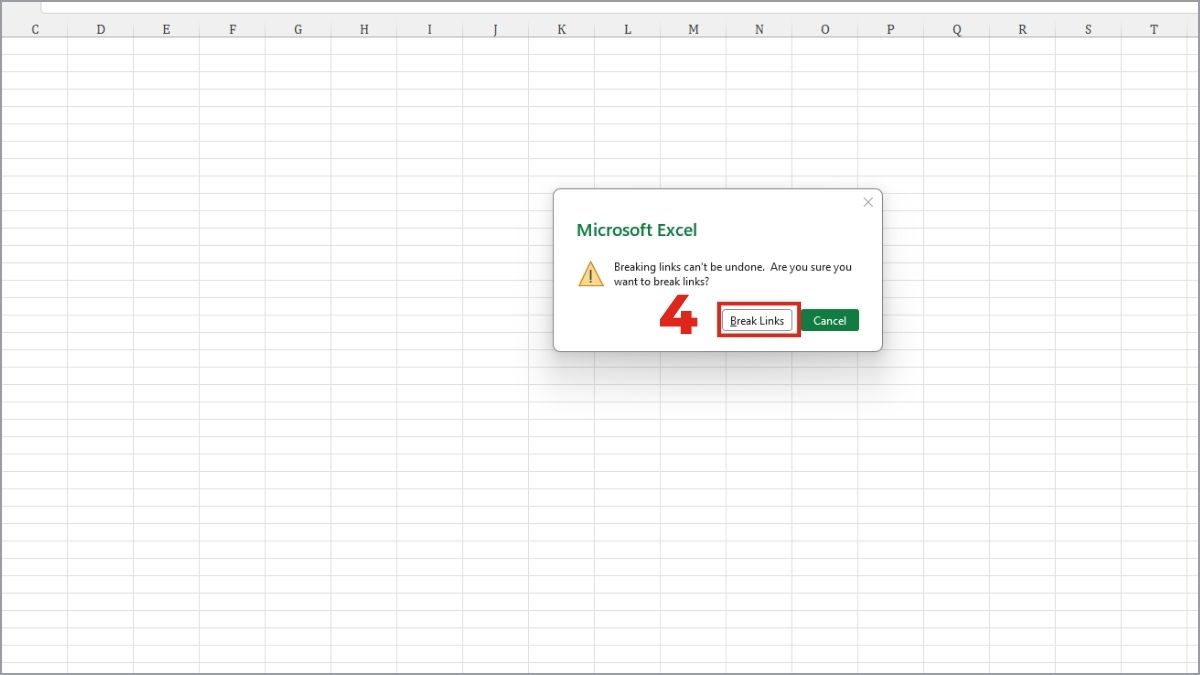 Giảm dung lượng Excel bằng cách xoá data links bước 2