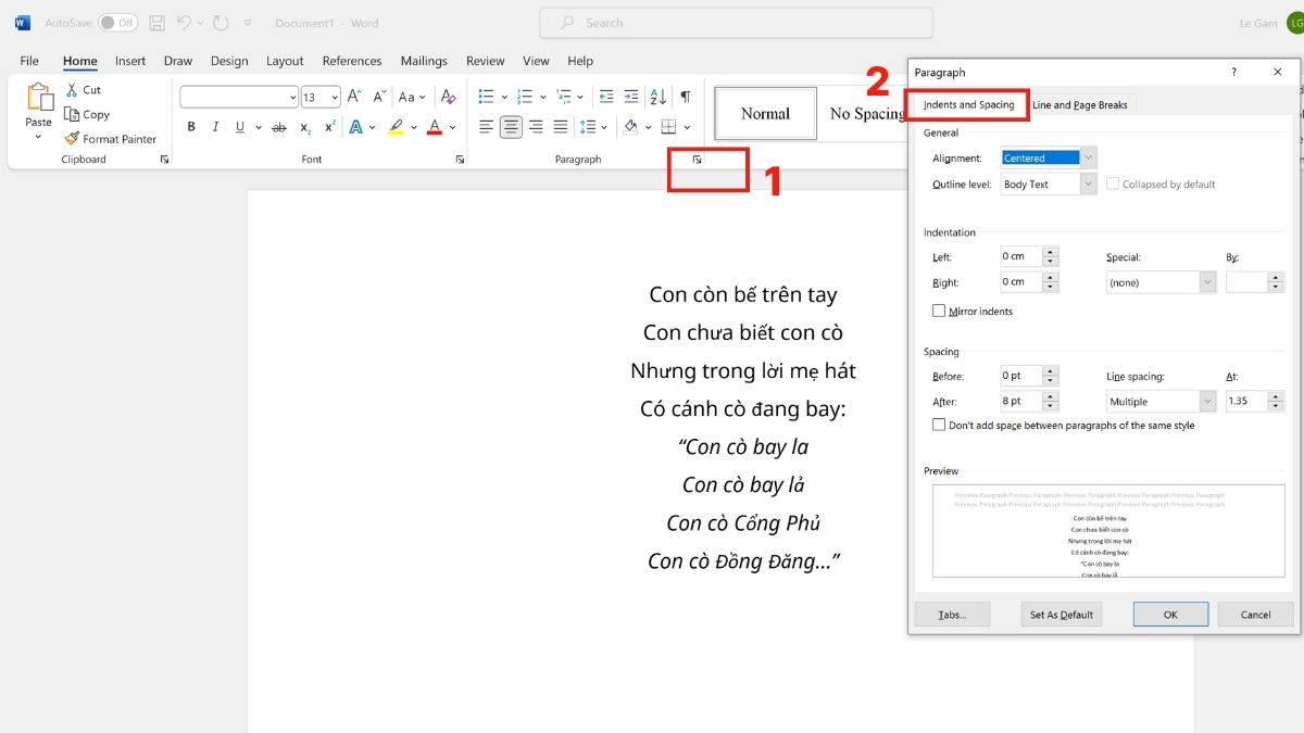 Cách chỉnh khoảng cách dòng trong Word cho toàn bộ văn bản  bước 1