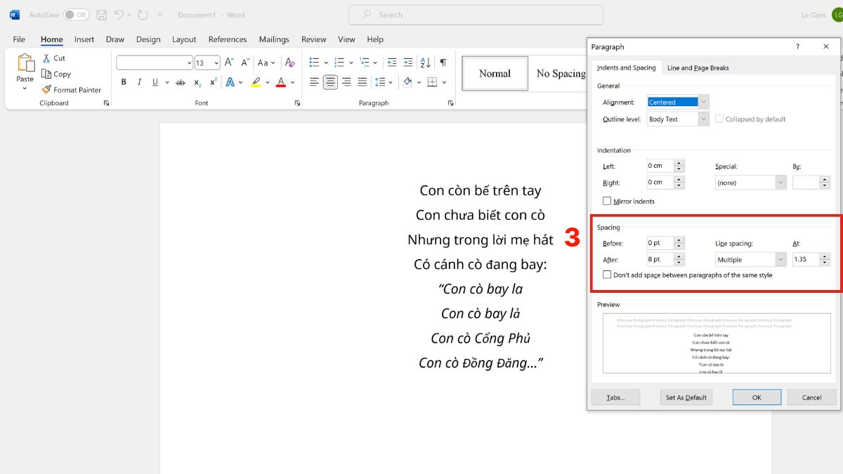 Cách chỉnh khoảng cách dòng trong Word cho toàn bộ văn bản  bước 2