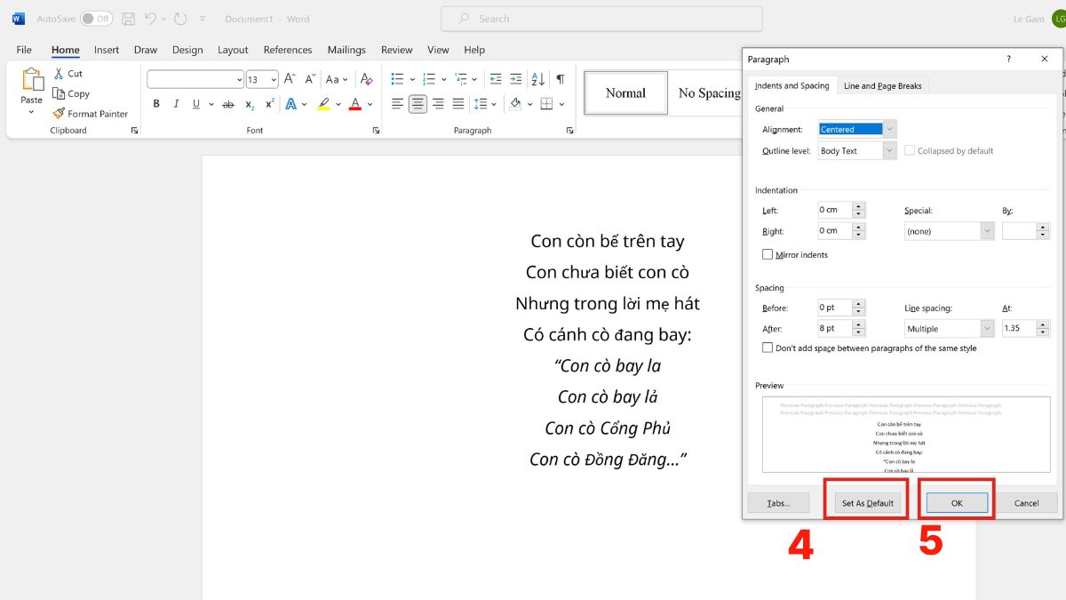 Cách chỉnh khoảng cách dòng trong Word cho toàn bộ văn bản  bước 3