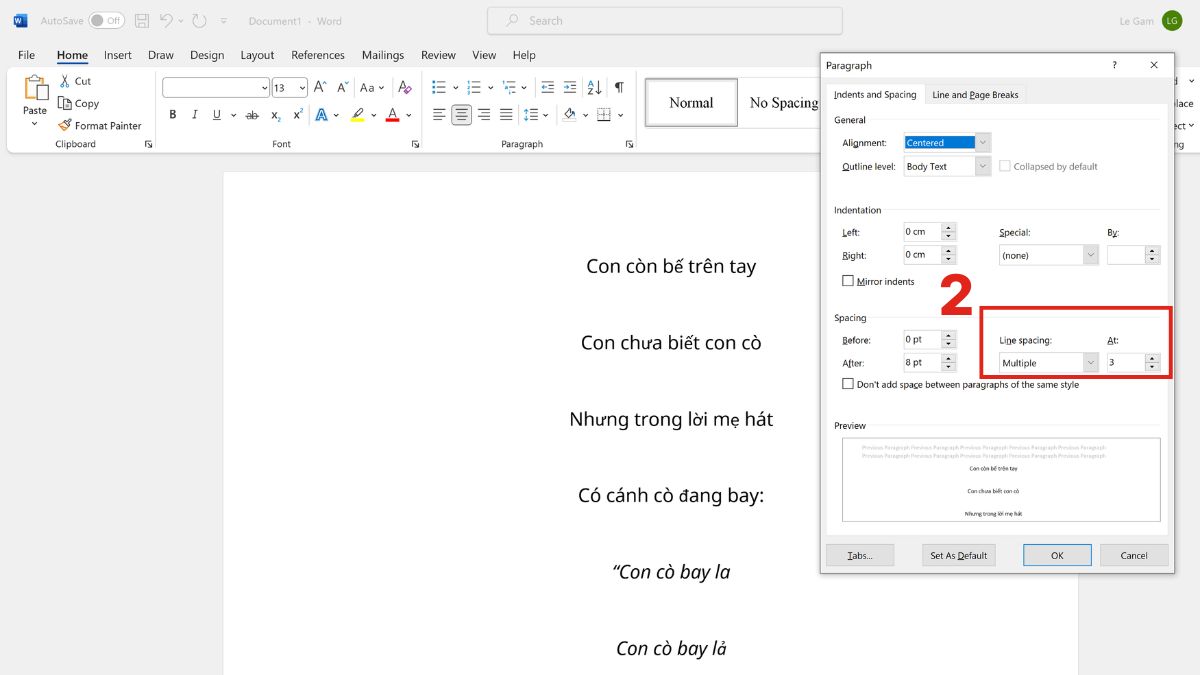 Sử dụng Tab Home để mở trực tiếp Paragraph bước 2