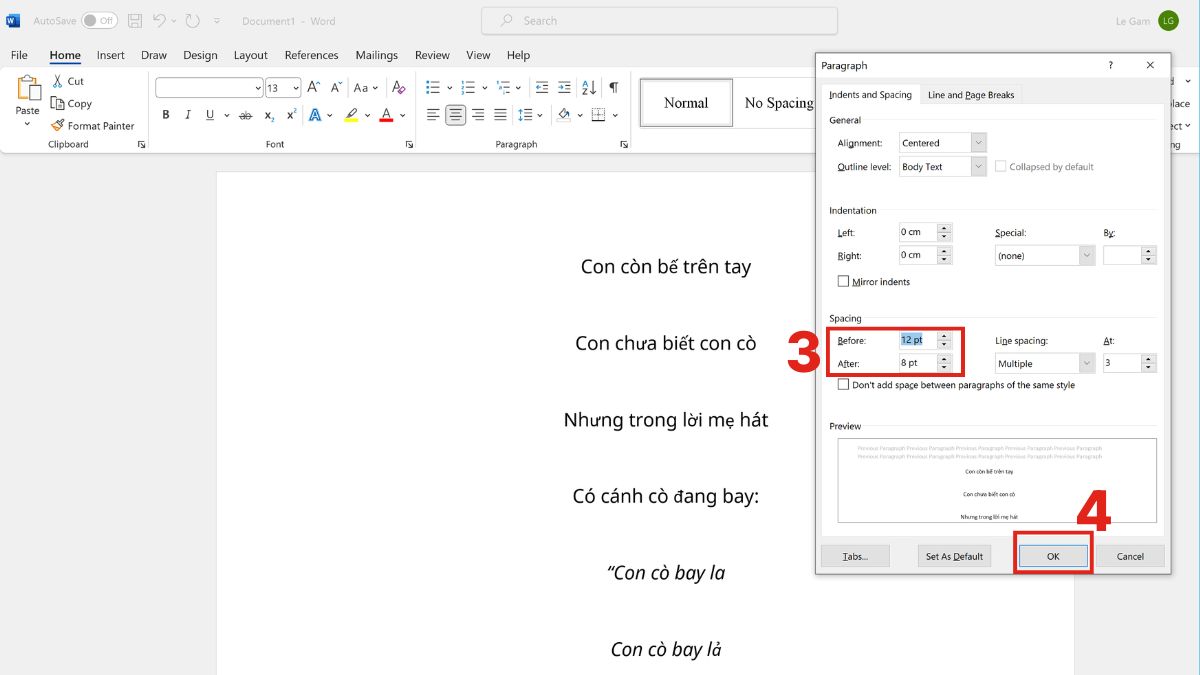 Sử dụng Tab Home để mở trực tiếp Paragraph bước 3