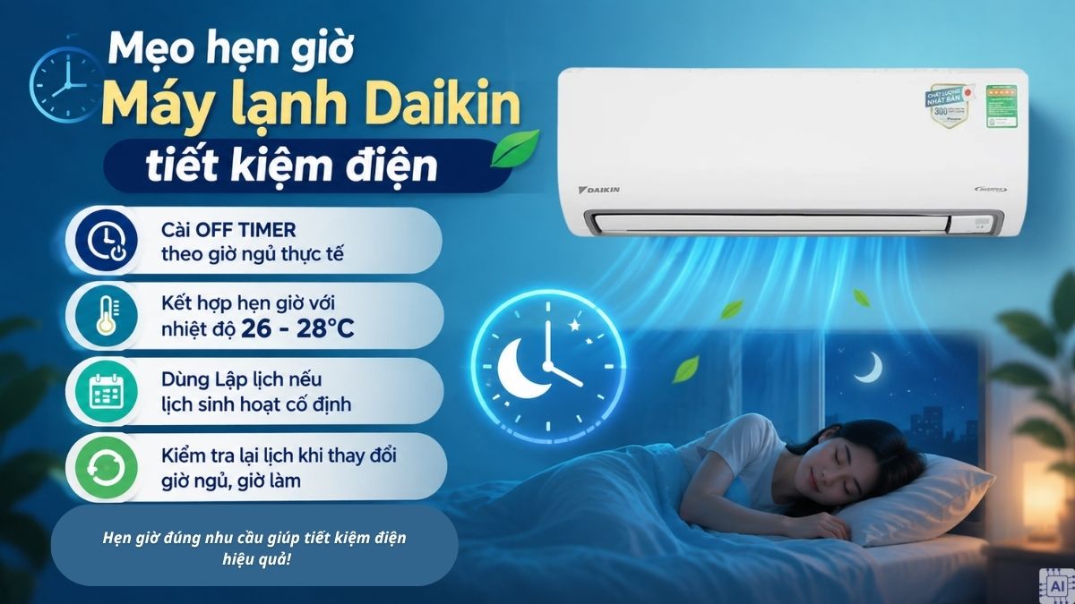 Mẹo hẹn giờ máy lạnh Daikin tiết kiệm điện
