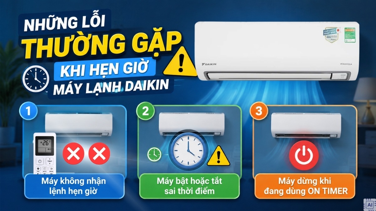 Những lỗi thường gặp khi hẹn giờ máy lạnh Daikin