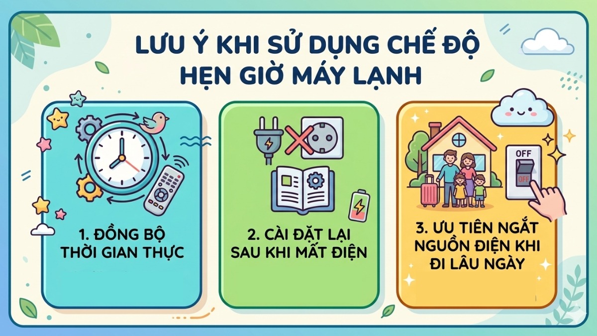 Lưu ý khi sử dụng chế độ hẹn giờ máy lạnh
