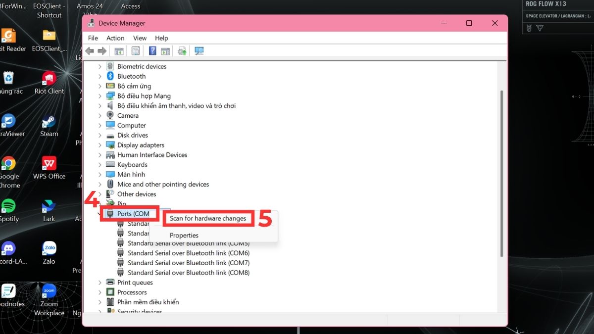 Quét thay đổi phần cứng để khắc phục lỗi không hiển thị phần trăm pin bước 3