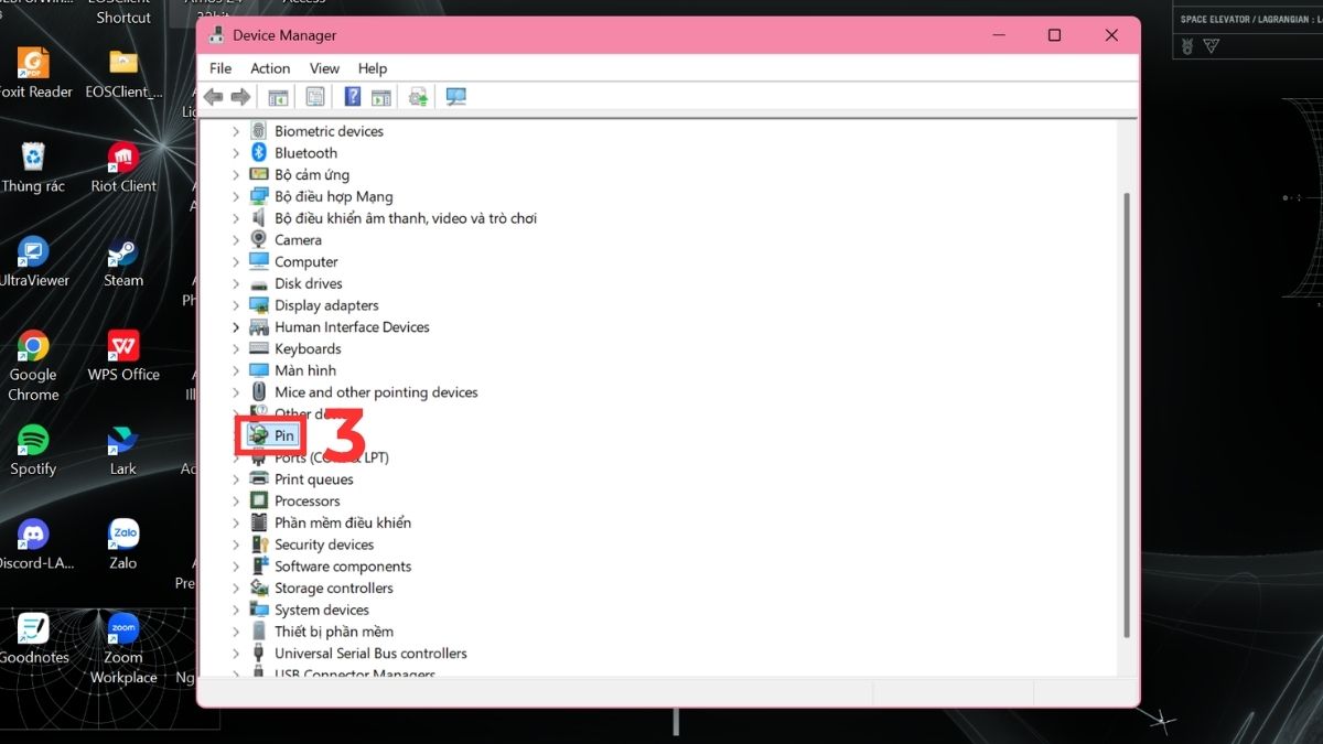 Cài đặt lại driver pin để sửa lỗi không hiển thị được phần trăm pin laptop bước 2