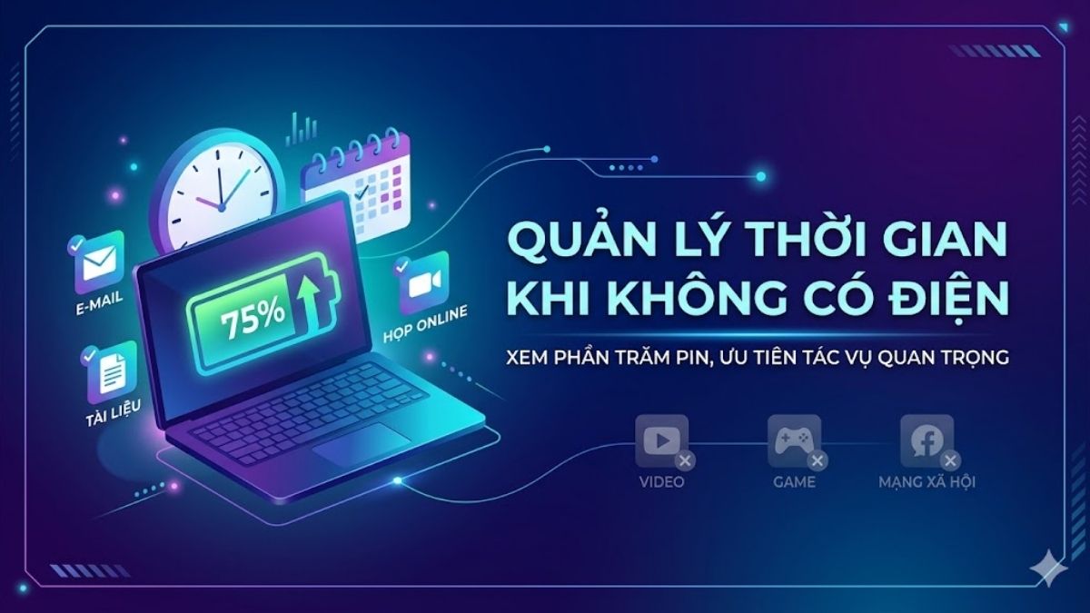 Quản lý thời gian sử dụng hiệu quả khi không có nguồn điện