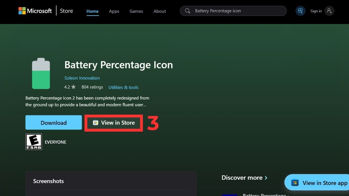 Sử dụng phần mềm hiển thị pin Battery Percentage Icon bước 2