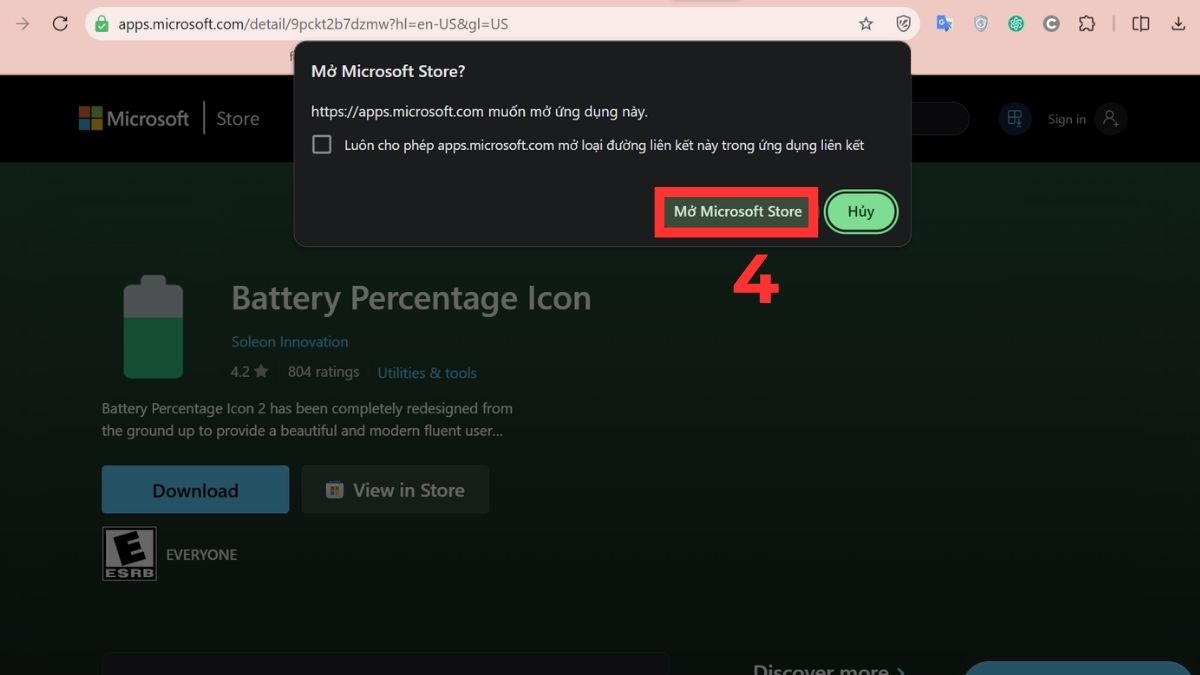 Sử dụng phần mềm hiển thị pin Battery Percentage Icon bước 3