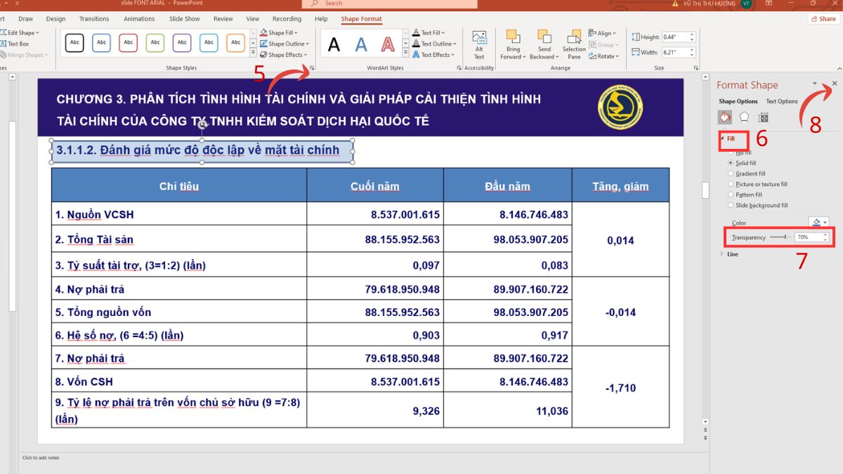 Hướng dẫn highlight trong PowerPoint bằng tùy chỉnh Hình dạng bước 3