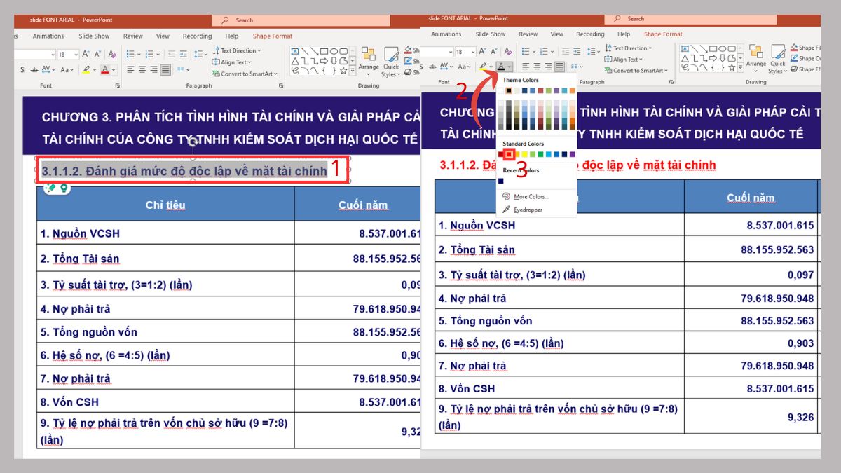 Hướng dẫn highlight trong PowerPoint bằng màu chữ và tô bóng nền bước 2