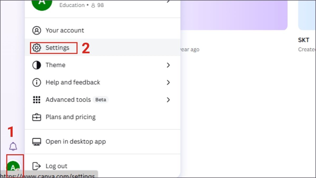 Cách kiểm tra Canva Pro đã hủy thành công hay chưa bước 1