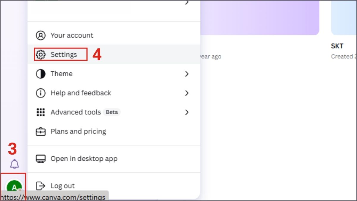 Cách hủy Canva Pro trên máy tính bước 2