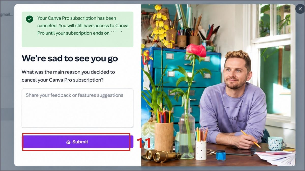 Cách hủy Canva Pro trên máy tính bước 5