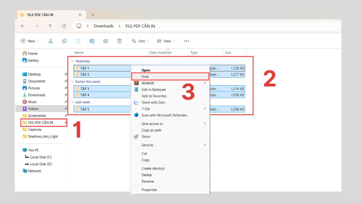 Đưa tất cả những file PDF vào cùng một thư mục bước 1