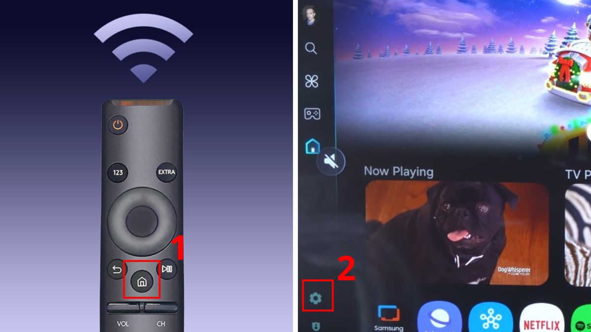 Cách bật tính năng AirPlay trên tivi Samsung bước 1