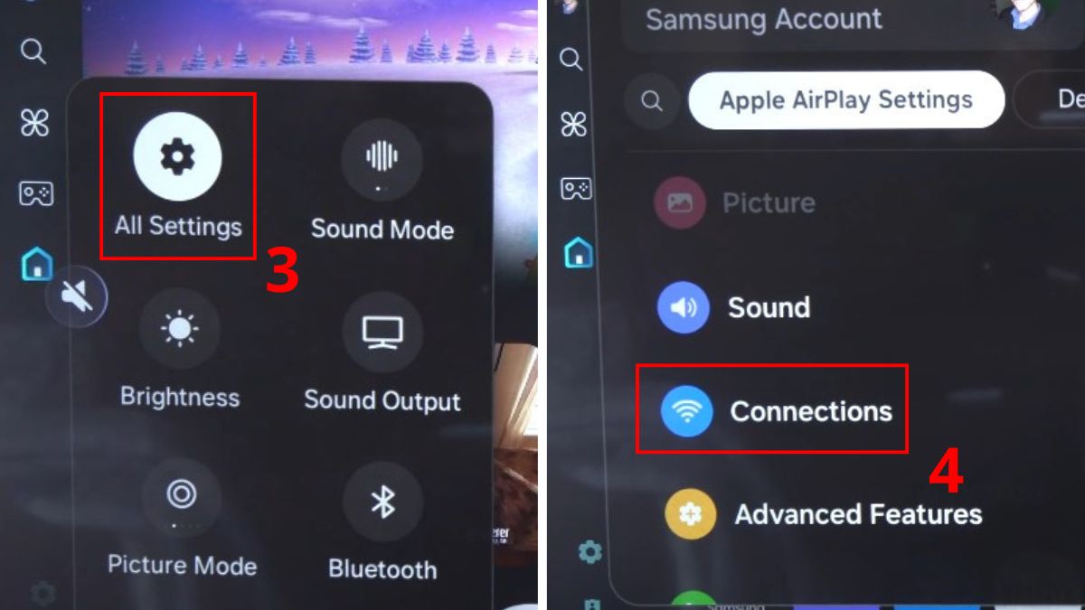Cách bật tính năng AirPlay trên tivi Samsung bước 2