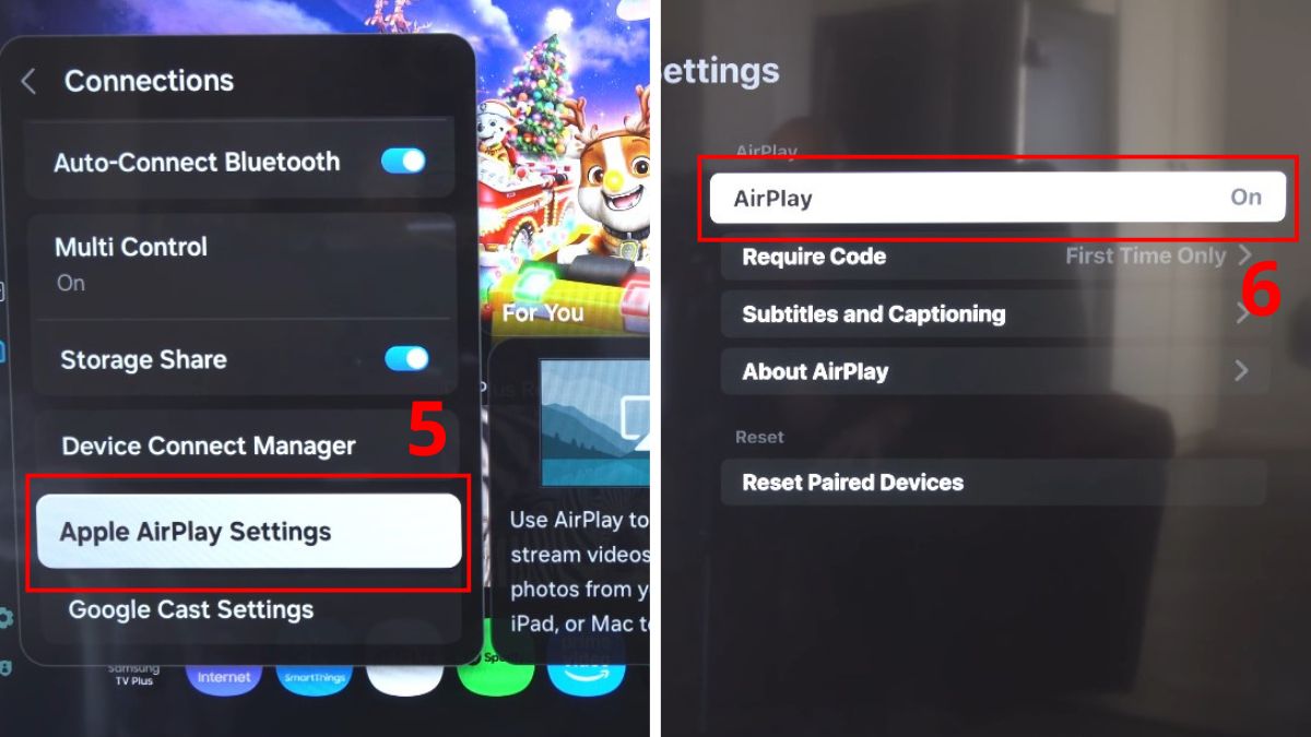 Cách bật tính năng AirPlay trên tivi Samsung bước 3