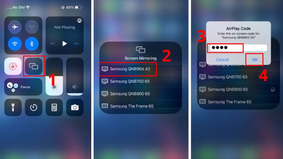 Hướng dẫn cách kết nối AirPlay với tivi Samsung từ iPhone hoặc iPad bước 1
