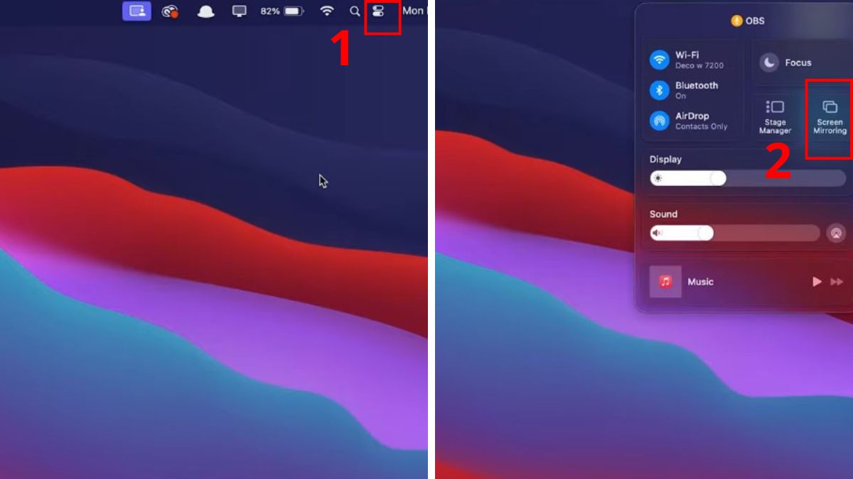 Hướng dẫn cách kết nối AirPlay với tivi Samsung từ máy tính macOS bước 1