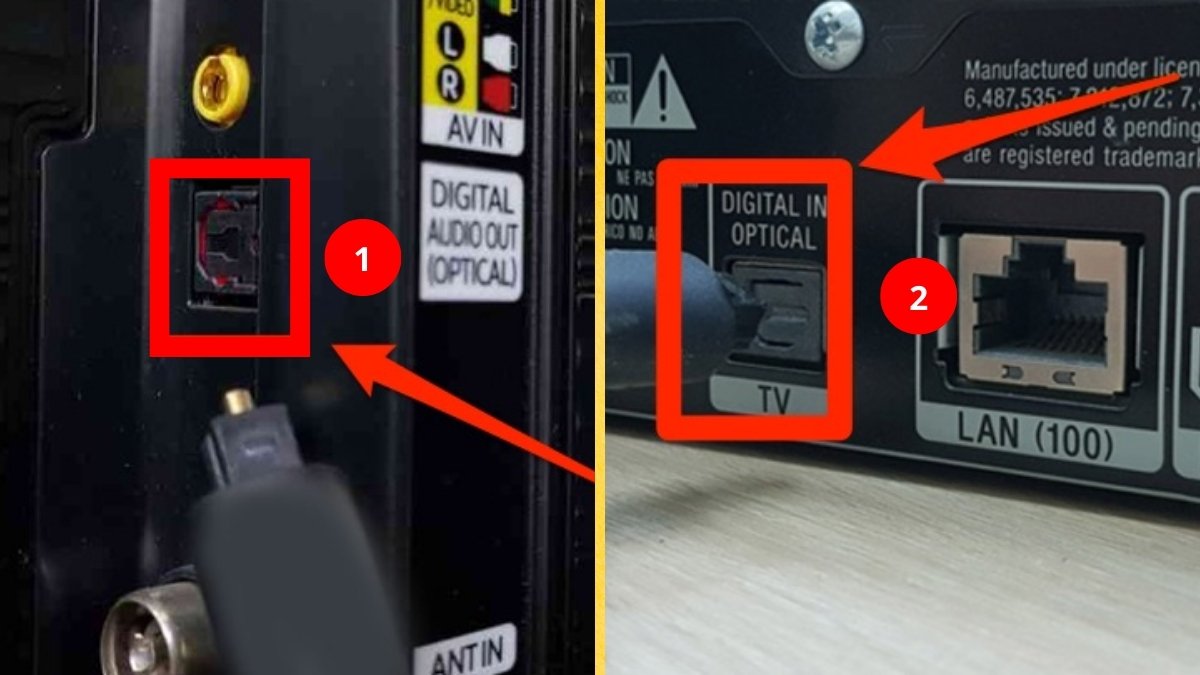 Cách kết nối tivi Samsung với loa ngoài qua cổng Optical bước 1