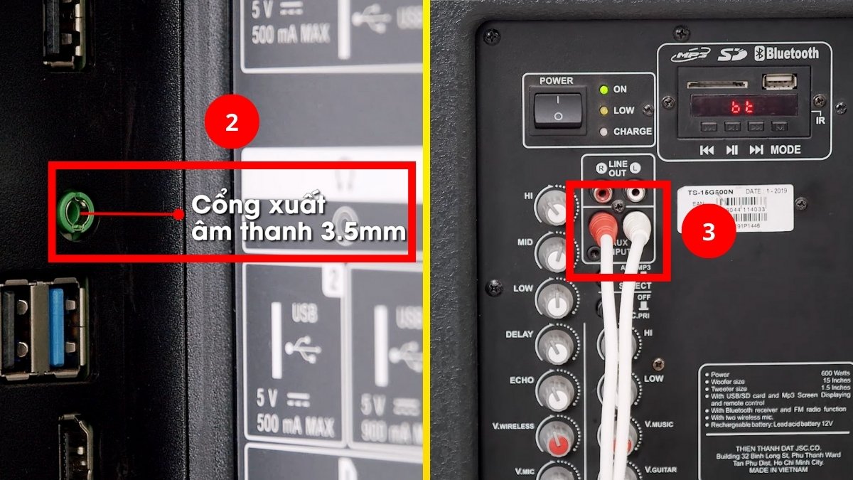 Cách kết nối tivi Samsung với loa kéo bước 2