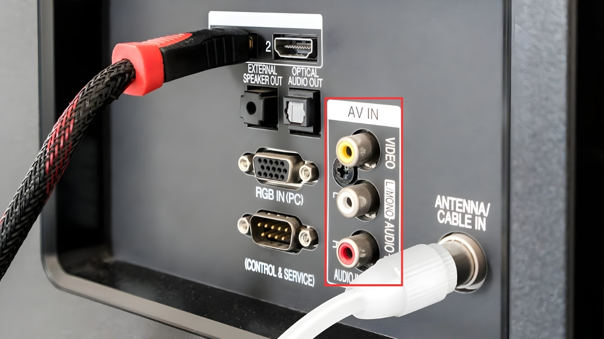 Kết nối đầu thu với tivi qua cổng AV