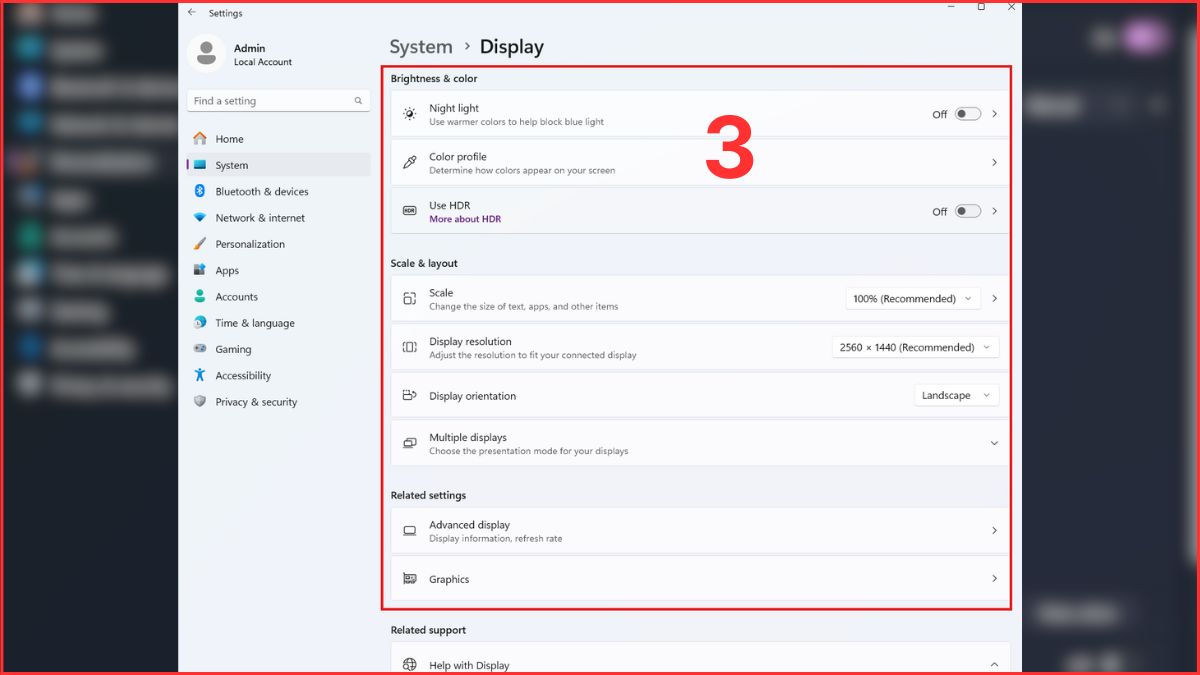 Điều chỉnh lại cài đặt hiển thị bước 3