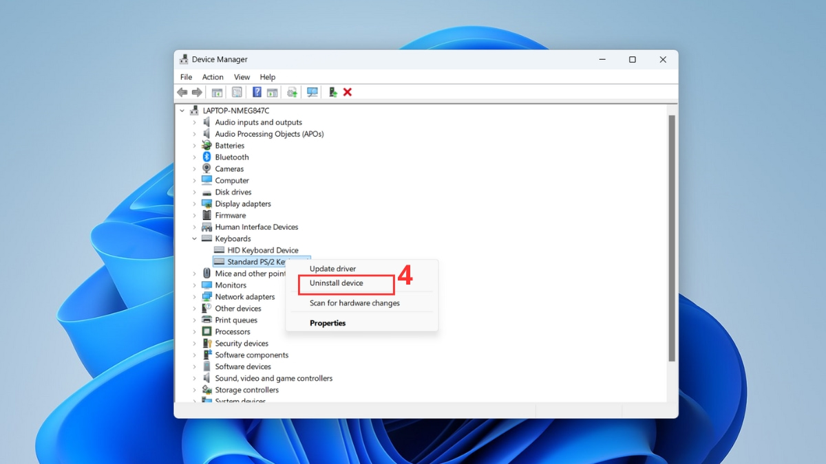 Cách khóa bàn phím laptop Dell bằng Device Manager bước 3