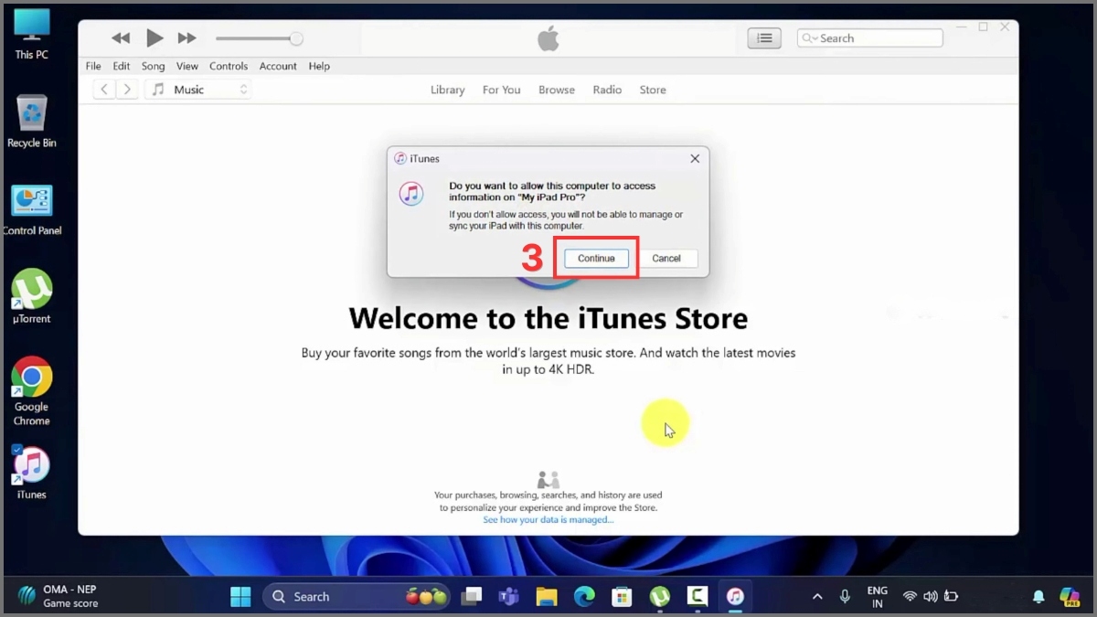 Nhấn nút Continue trên MacBook