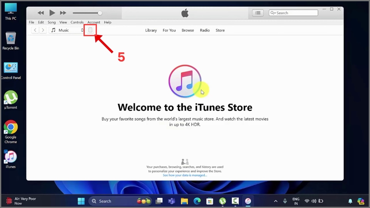Nhấn vào biểu tượng hình chiếc iPad