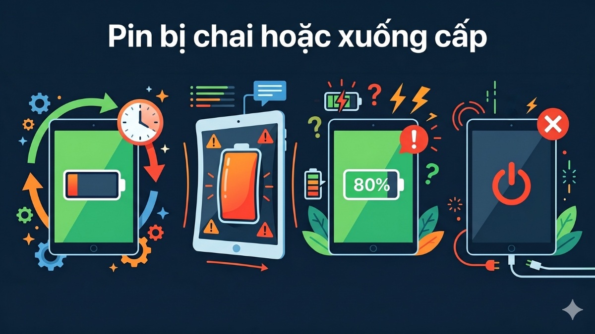 Pin bị chai hoặc xuống cấp